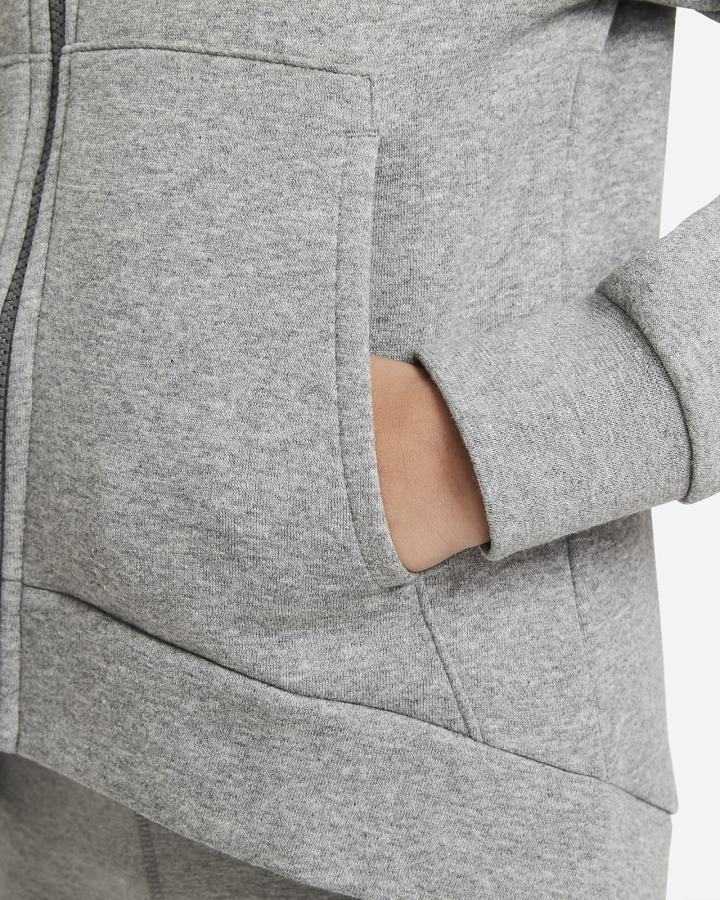Sudadera Con Capucha Nike Sportswear Club Fleece Kids Full-Zip Niña Gris Oscuro Blancas | FSJPB-3796