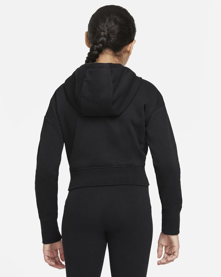 Sudadera Con Capucha Nike Sportswear Club Kids French Terry Cropped (Extended Size) Niña Negras | GALEW-7864