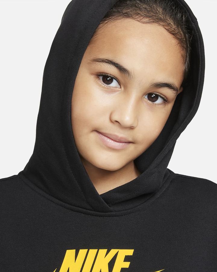 Sudadera Con Capucha Nike Sportswear Club Kids French Terry Cropped (Extended Size) Niña Negras | GALEW-7864