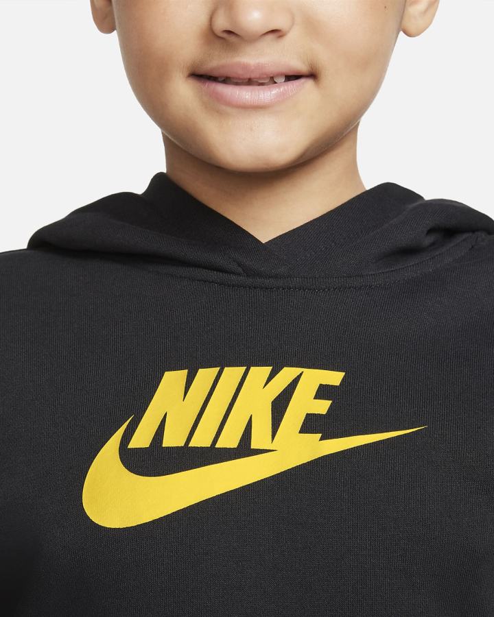 Sudadera Con Capucha Nike Sportswear Club Kids French Terry Cropped (Extended Size) Niña Negras | GALEW-7864