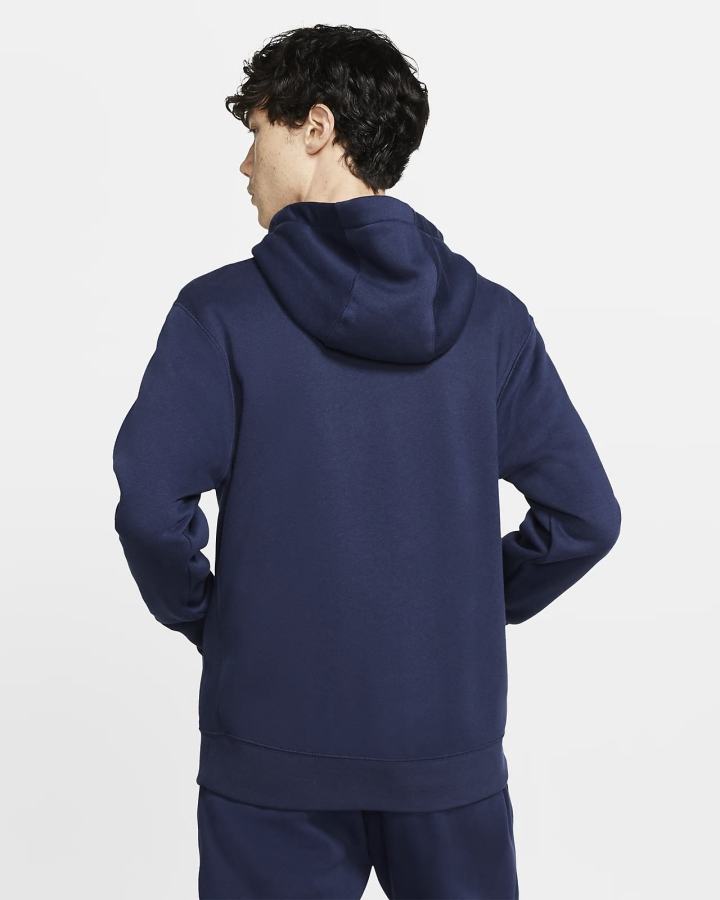 Sudadera Con Capucha Nike Sportswear Club Fleece Full-Zip Hombre Azul Marino Blancas | GZQCN-3078