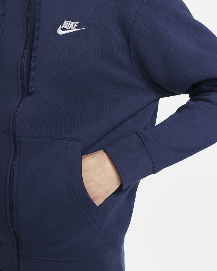 Sudadera Con Capucha Nike Sportswear Club Fleece Full-Zip Hombre Azul Marino Blancas | GZQCN-3078