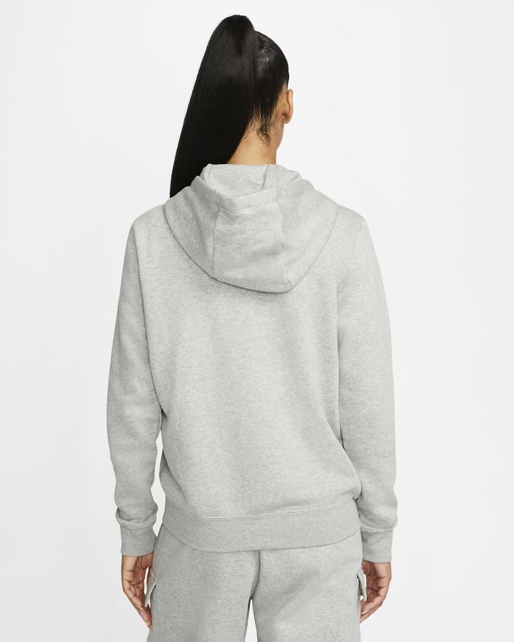 Sudadera Con Capucha Nike Sportswear Club Fleece Full-Zip Mujer Gris Oscuro Blancas | HAFJL-2368
