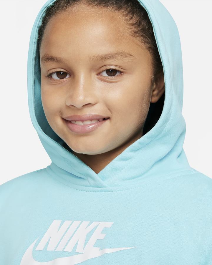 Sudadera Con Capucha Nike Sportswear Club Kids French Terry Cropped (Extended Size) Niña Blancas | HCUVM-3785