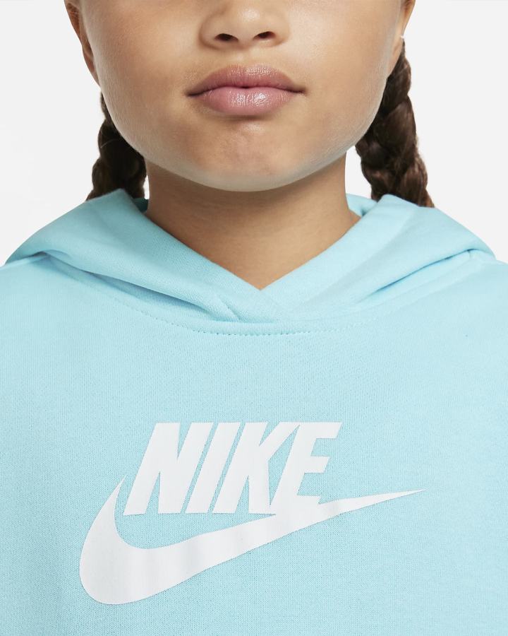 Sudadera Con Capucha Nike Sportswear Club Kids French Terry Cropped (Extended Size) Niña Blancas | HCUVM-3785