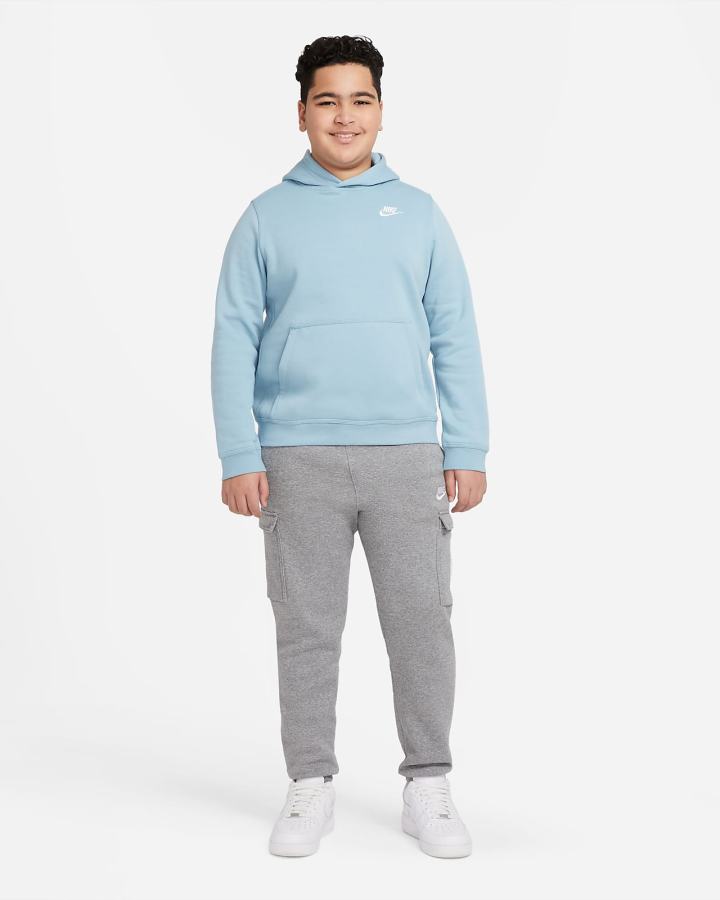 Sudadera Con Capucha Nike Sportswear Club Kids Niño Azules Blancas | HDANS-7230