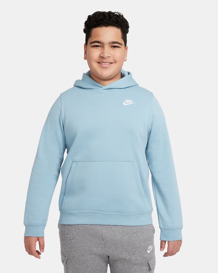 Sudadera Con Capucha Nike Sportswear Club Kids Niño Azules Blancas | HDANS-7230