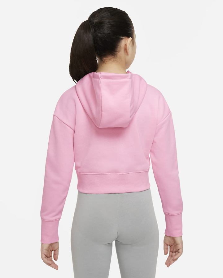 Sudadera Con Capucha Nike Sportswear Club Kids French Terry Cropped (Extended Size) Niña Rosas Blancas | HEKDU-3295