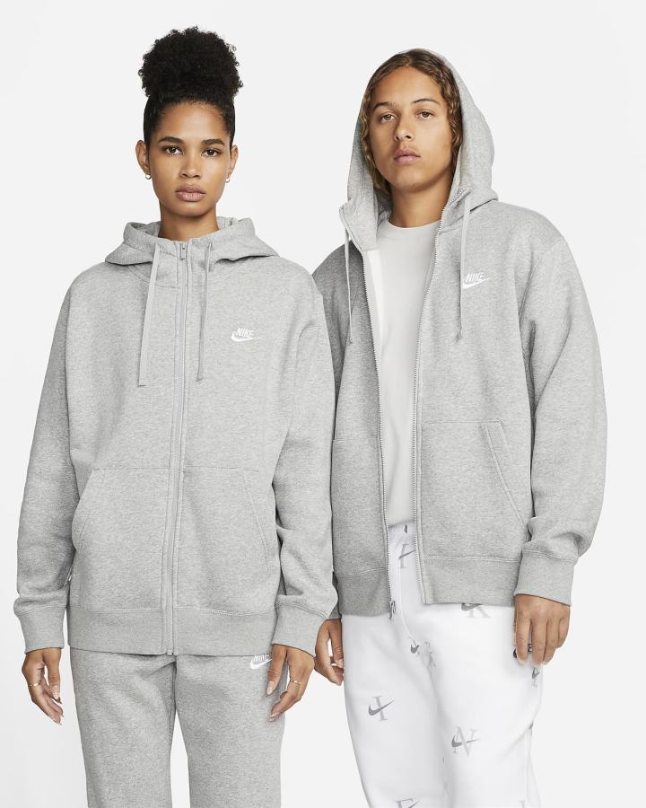 Sudadera Con Capucha Nike Sportswear Club Fleece Full-Zip Hombre Gris Plateadas Blancas | HKJBP-5986