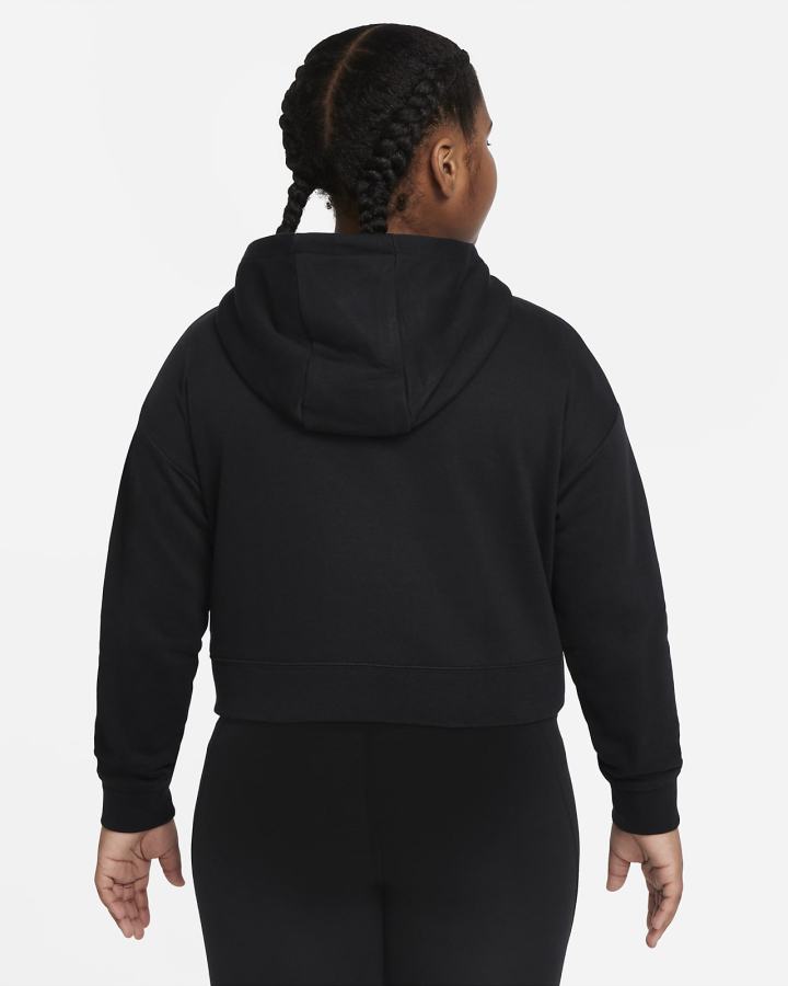 Sudadera Con Capucha Nike Sportswear Club Kids French Terry Cropped (Extended Size) Niña Negras Blancas | HKWQD-1672