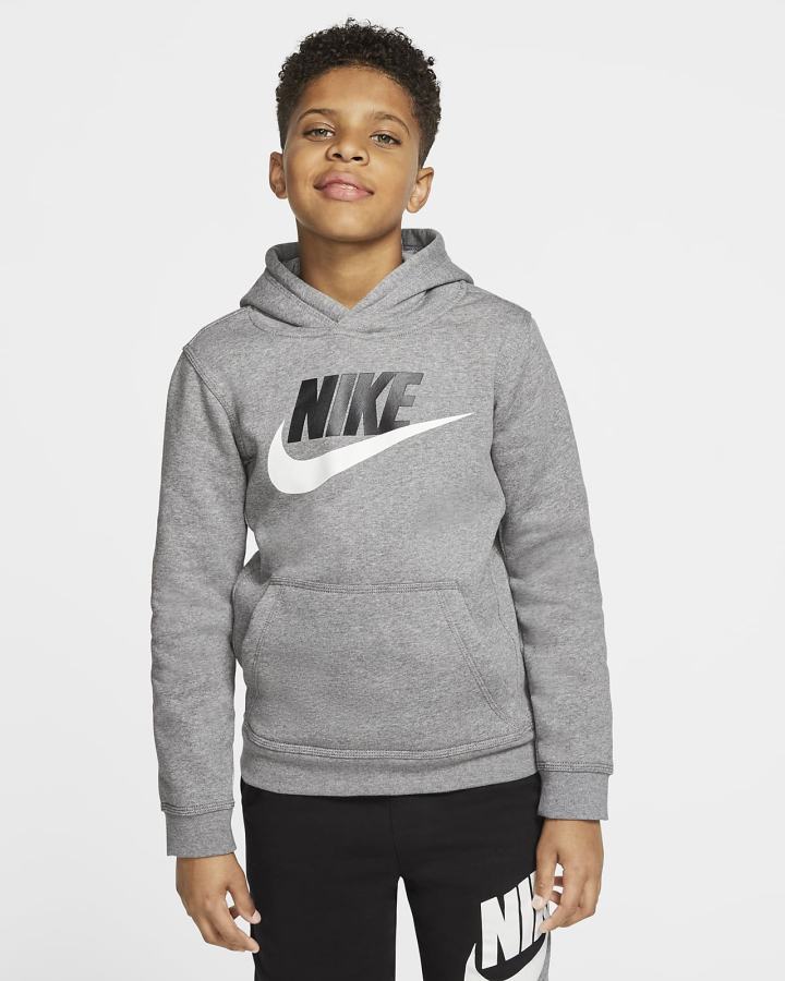 Sudadera Con Capucha Nike Sportswear Club Fleece Kids Niña Gris Oscuro | HTIPX-2894