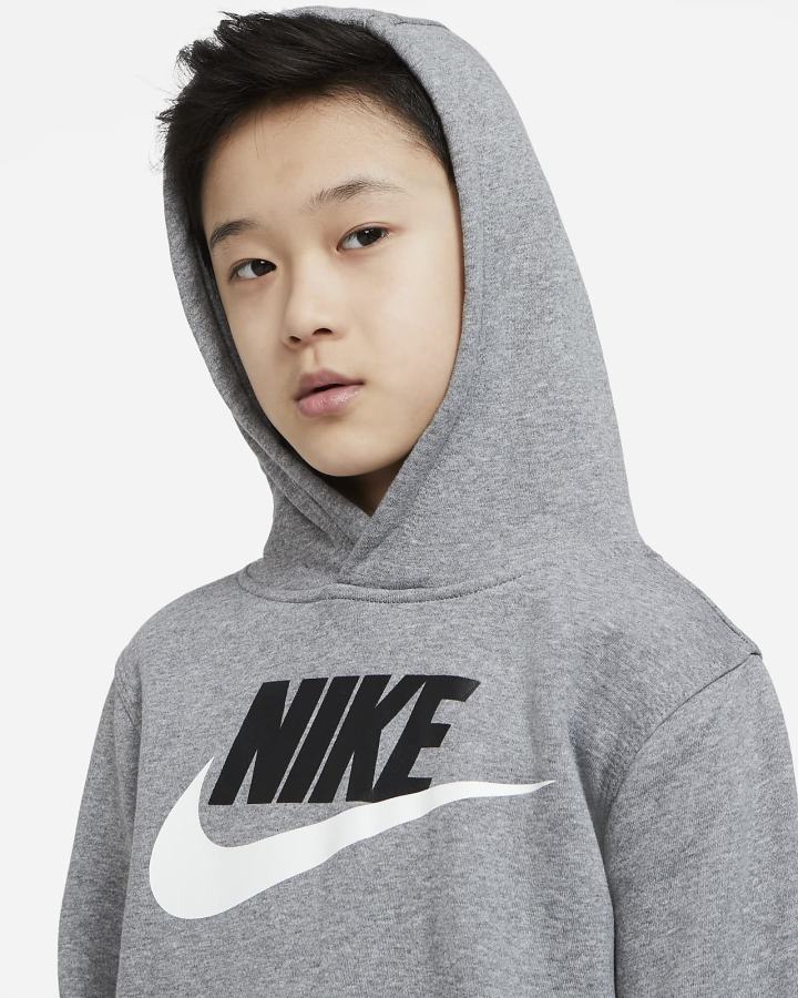 Sudadera Con Capucha Nike Sportswear Club Fleece Kids Niña Gris Oscuro | HTIPX-2894