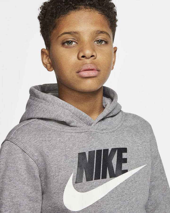 Sudadera Con Capucha Nike Sportswear Club Fleece Kids Niña Gris Oscuro | HTIPX-2894