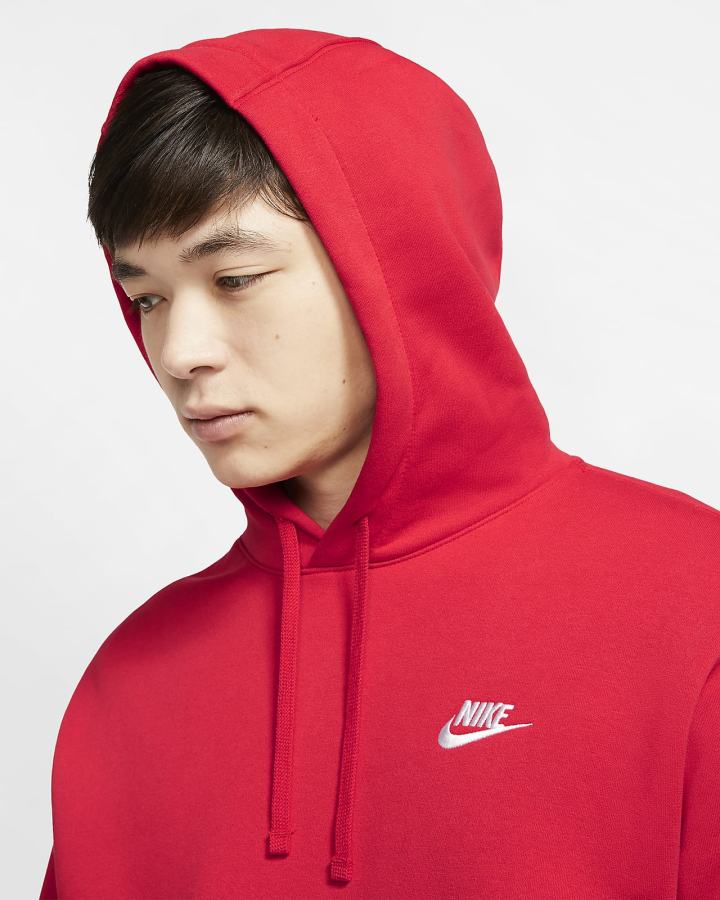 Sudadera Con Capucha Nike Sportswear Club Fleece Mujer Rojas Blancas | IJKLS-1706