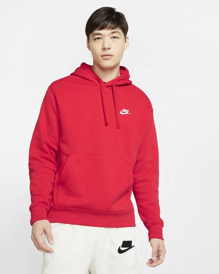 Sudadera Con Capucha Nike Sportswear Club Fleece Mujer Rojas Blancas | IJKLS-1706