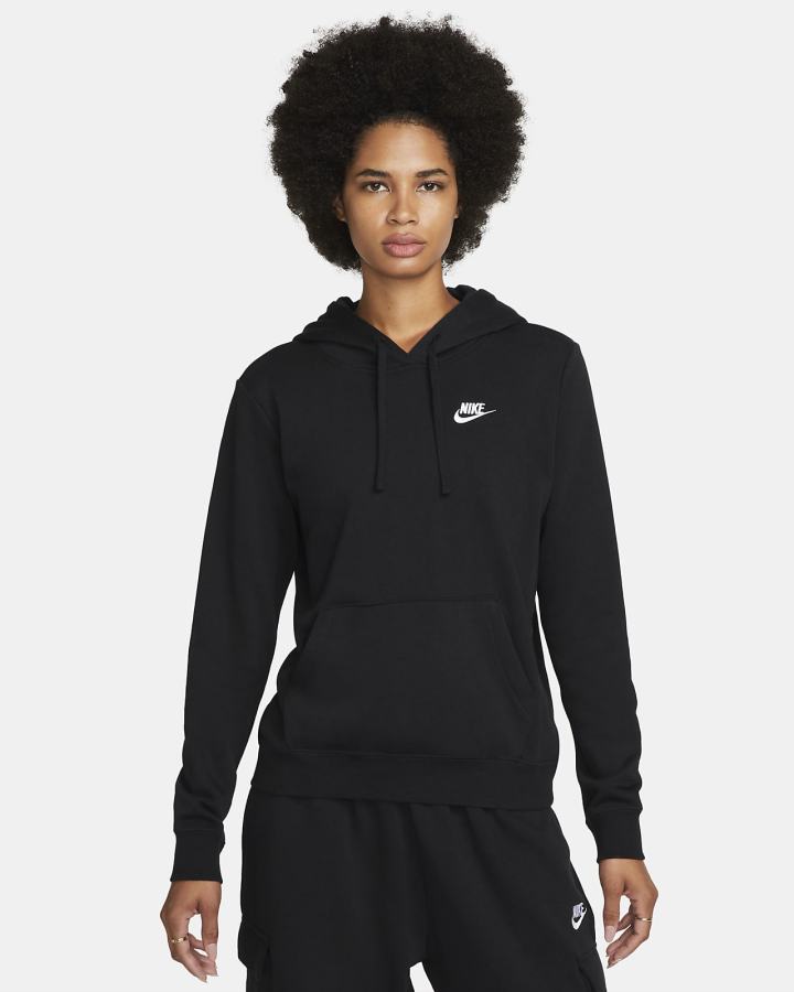 Sudadera Con Capucha Nike Sportswear Club Fleece Mujer Negras Blancas | IMOXY-7102
