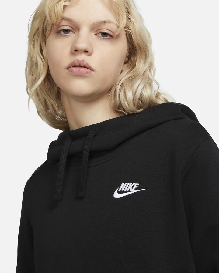 Sudadera Con Capucha Nike Sportswear Club Fleece Funnel-Neck Mujer Negras Blancas | IULPY-1906