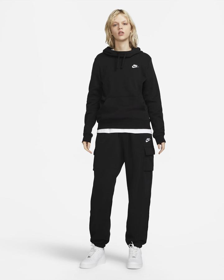 Sudadera Con Capucha Nike Sportswear Club Fleece Funnel-Neck Mujer Negras Blancas | IULPY-1906