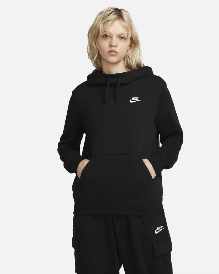 Sudadera Con Capucha Nike Sportswear Club Fleece Funnel-Neck Mujer Negras Blancas | IULPY-1906