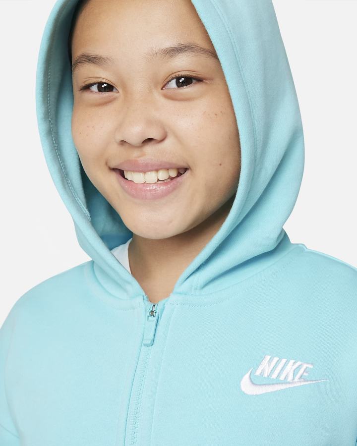 Sudadera Con Capucha Nike Sportswear Club Fleece Kids Full-Zip Niña Blancas | JGUOD-0356