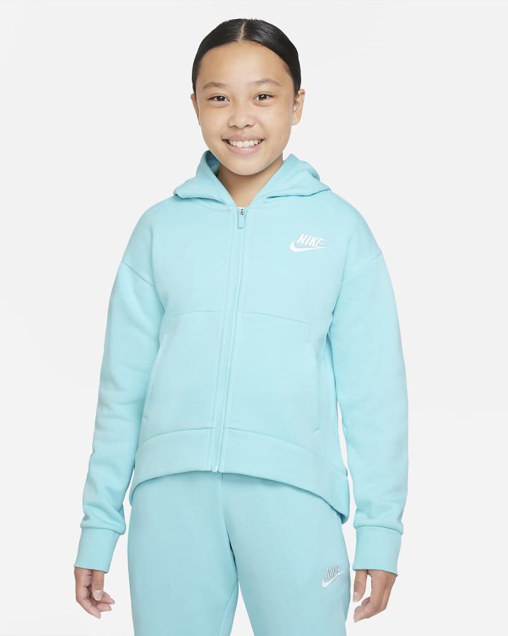Sudadera Con Capucha Nike Sportswear Club Fleece Kids Full-Zip Niña Blancas | JGUOD-0356
