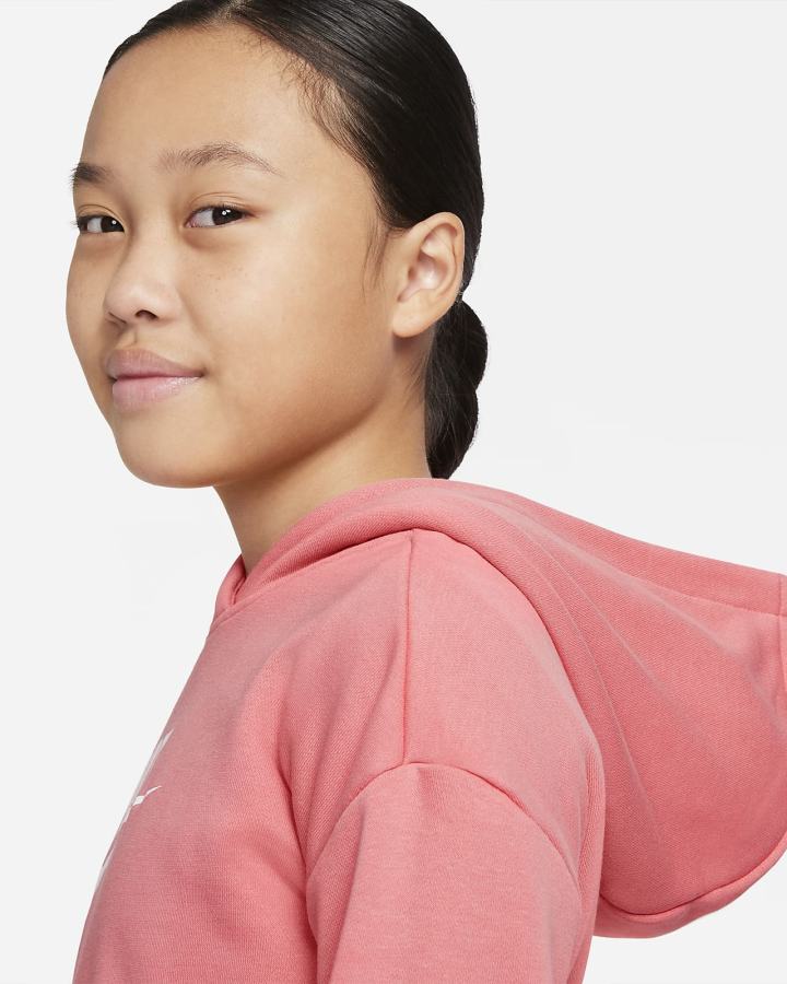Sudadera Con Capucha Nike Sportswear Club Kids French Terry Cropped (Extended Size) Niña Rosas Azules Blancas | JQDFB-2038