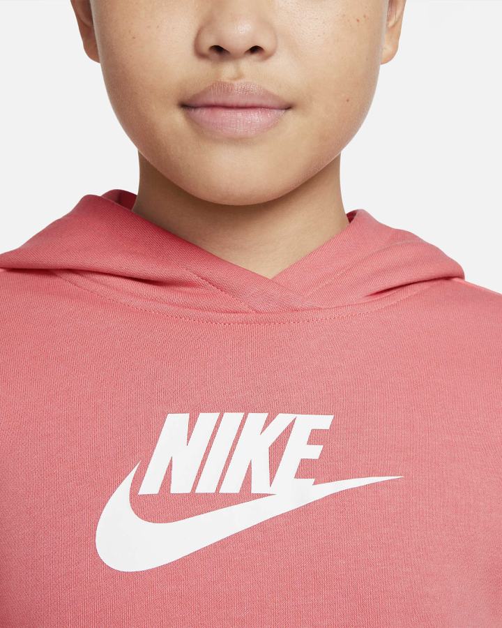 Sudadera Con Capucha Nike Sportswear Club Kids French Terry Cropped (Extended Size) Niña Rosas Azules Blancas | JQDFB-2038