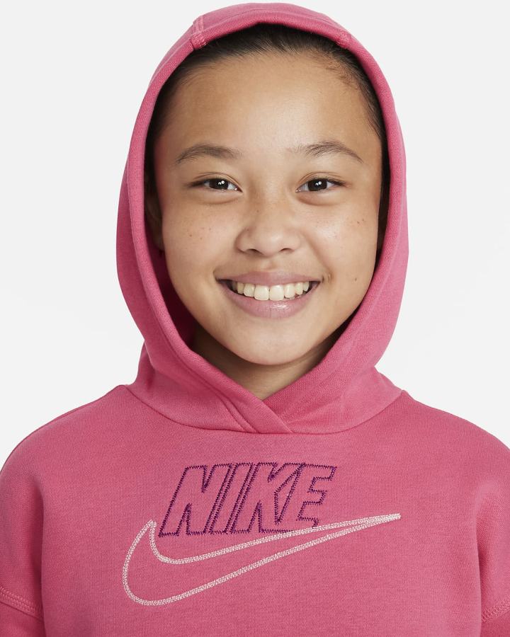 Sudadera Con Capucha Nike Sportswear Club Fleece Icon Clash Kids Niña Rosas Burdeos | JQVGD-9182