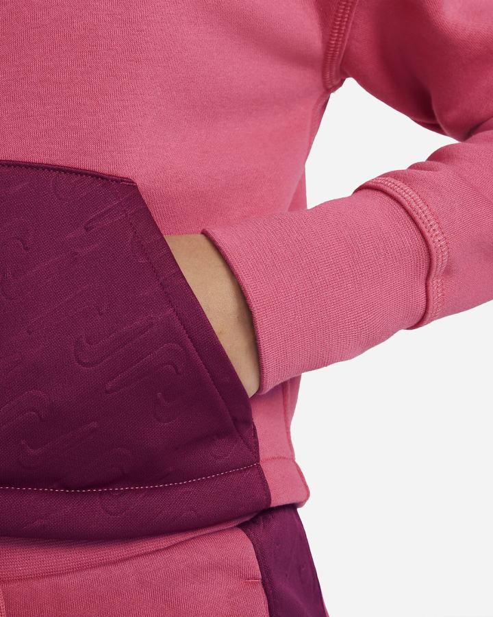Sudadera Con Capucha Nike Sportswear Club Fleece Icon Clash Kids Niña Rosas Burdeos | JQVGD-9182