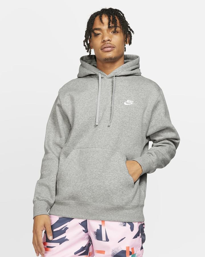 Sudadera Con Capucha Nike Sportswear Club Fleece Hombre Gris Oscuro Plateadas Blancas | KNFGY-2874