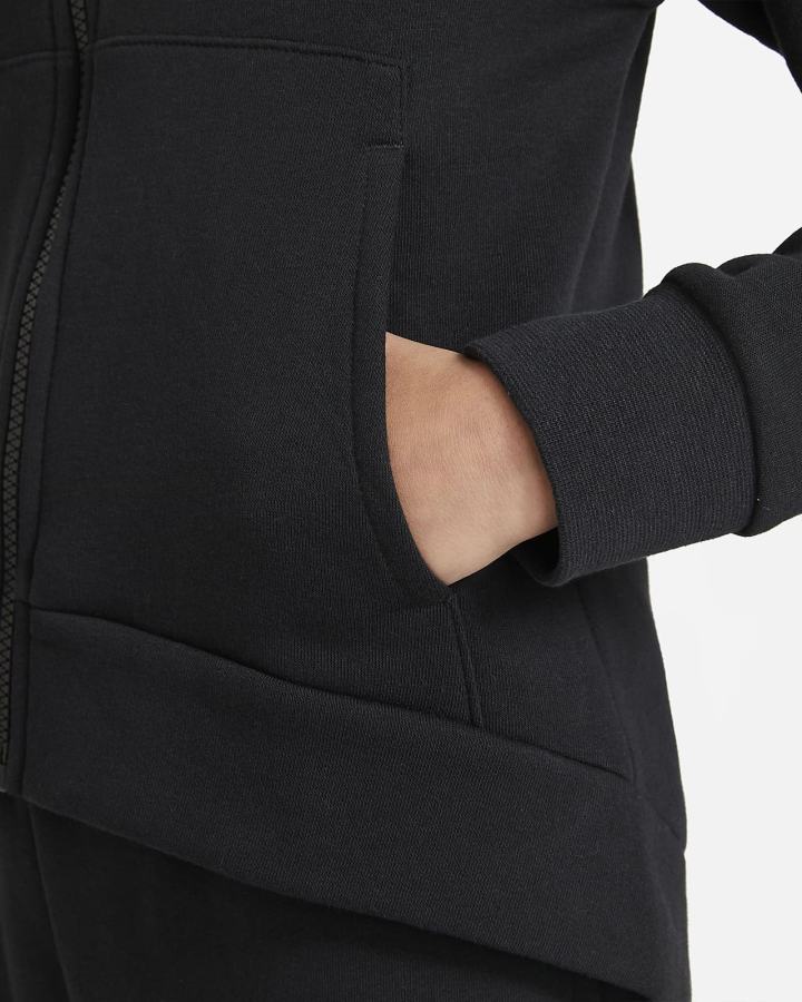 Sudadera Con Capucha Nike Sportswear Club Fleece Kids Full-Zip Niña Negras Blancas | KNGOM-9307