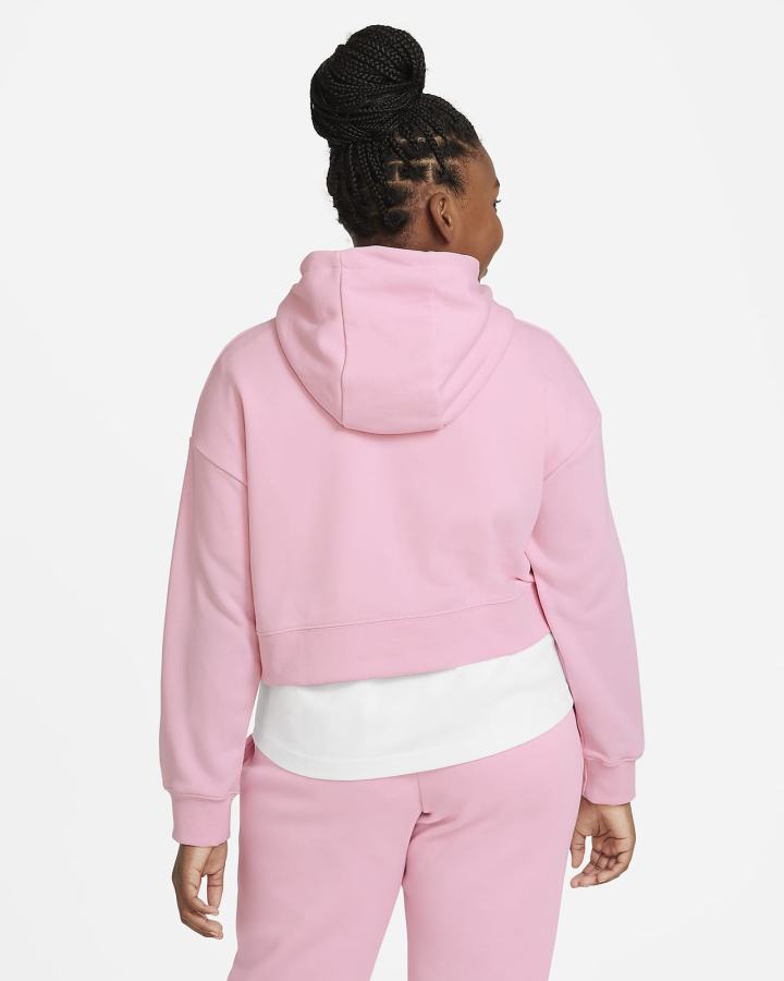 Sudadera Con Capucha Nike Sportswear Club Kids French Terry Cropped (Extended Size) Niña Rosas Blancas | KVYFJ-3481