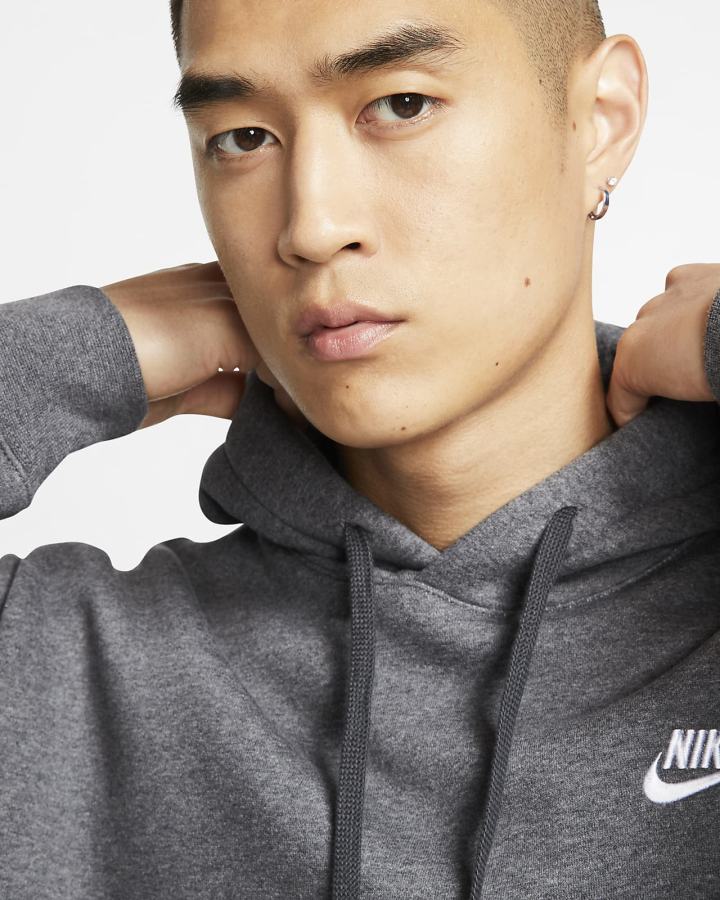 Sudadera Con Capucha Nike Sportswear Club Fleece Hombre Gris Gris Oscuro Blancas | LHNPY-8120