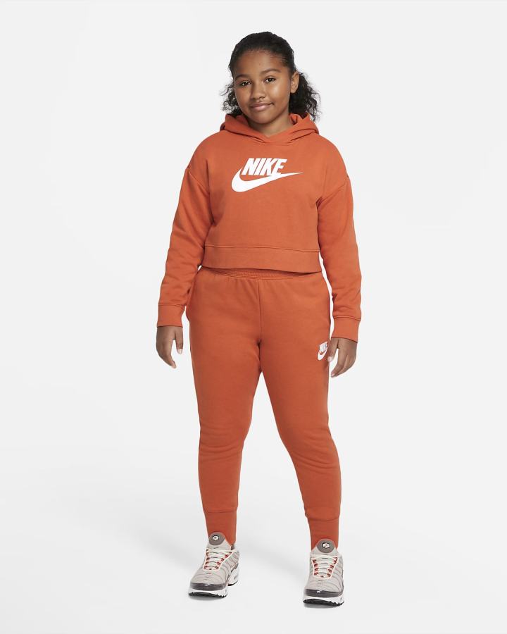 Sudadera Con Capucha Nike Sportswear Club Kids French Terry Cropped (Extended Size) Niña Blancas | LHVQE-9427
