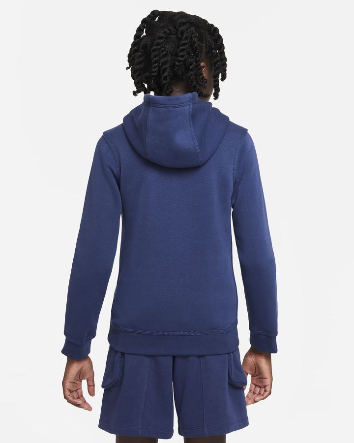 Sudadera Con Capucha Nike Sportswear Club Fleece Kids Niña Azul Marino Blancas | LQTYN-0948