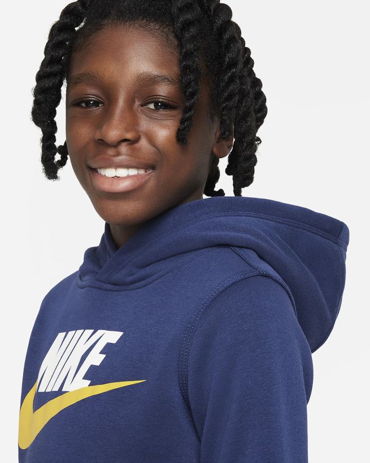 Sudadera Con Capucha Nike Sportswear Club Fleece Kids Niña Azul Marino Blancas | LQTYN-0948