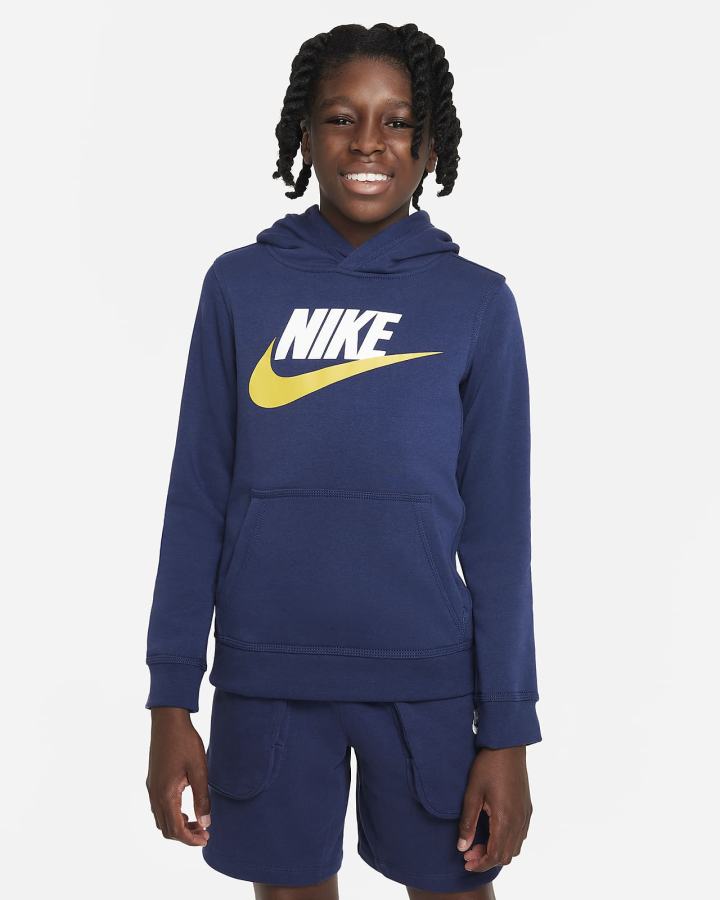 Sudadera Con Capucha Nike Sportswear Club Fleece Kids Niña Azul Marino Blancas | LQTYN-0948