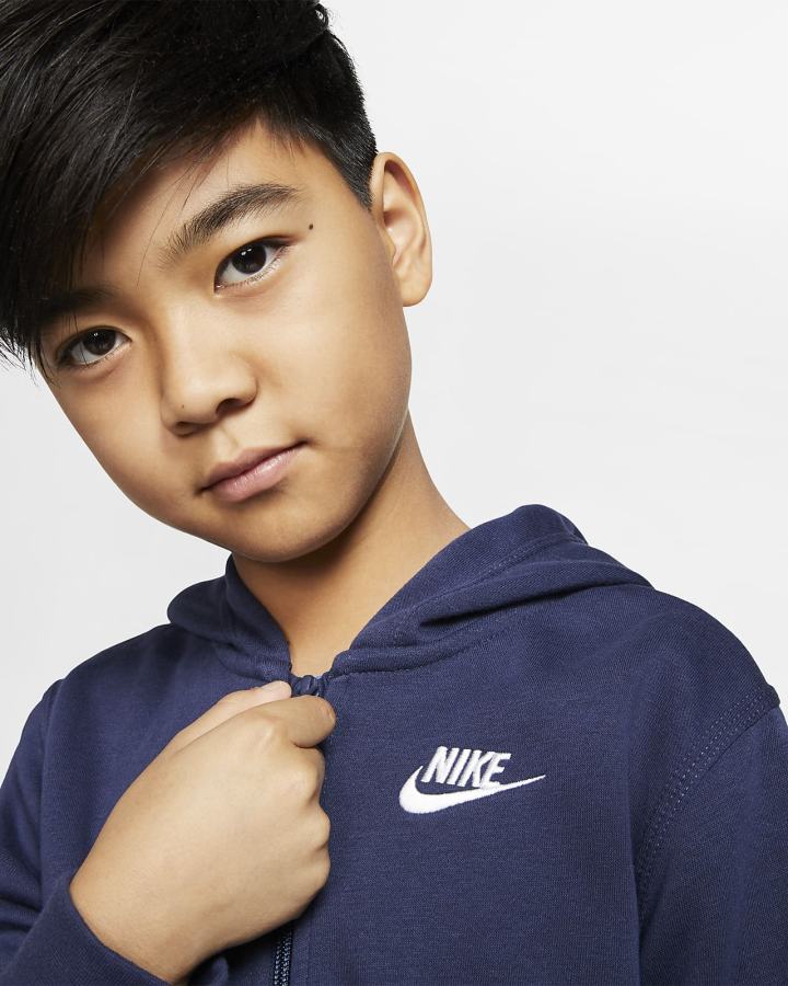 Sudadera Con Capucha Nike Sportswear Club Kids Full-Zip Niño Azul Marino Blancas | LXHOF-7284