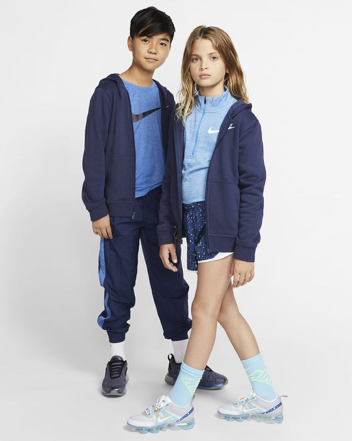 Sudadera Con Capucha Nike Sportswear Club Kids Full-Zip Niño Azul Marino Blancas | LXHOF-7284