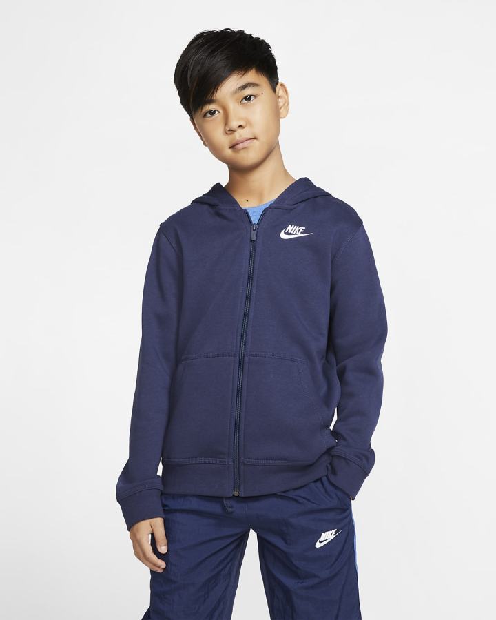 Sudadera Con Capucha Nike Sportswear Club Kids Full-Zip Niño Azul Marino Blancas | LXHOF-7284