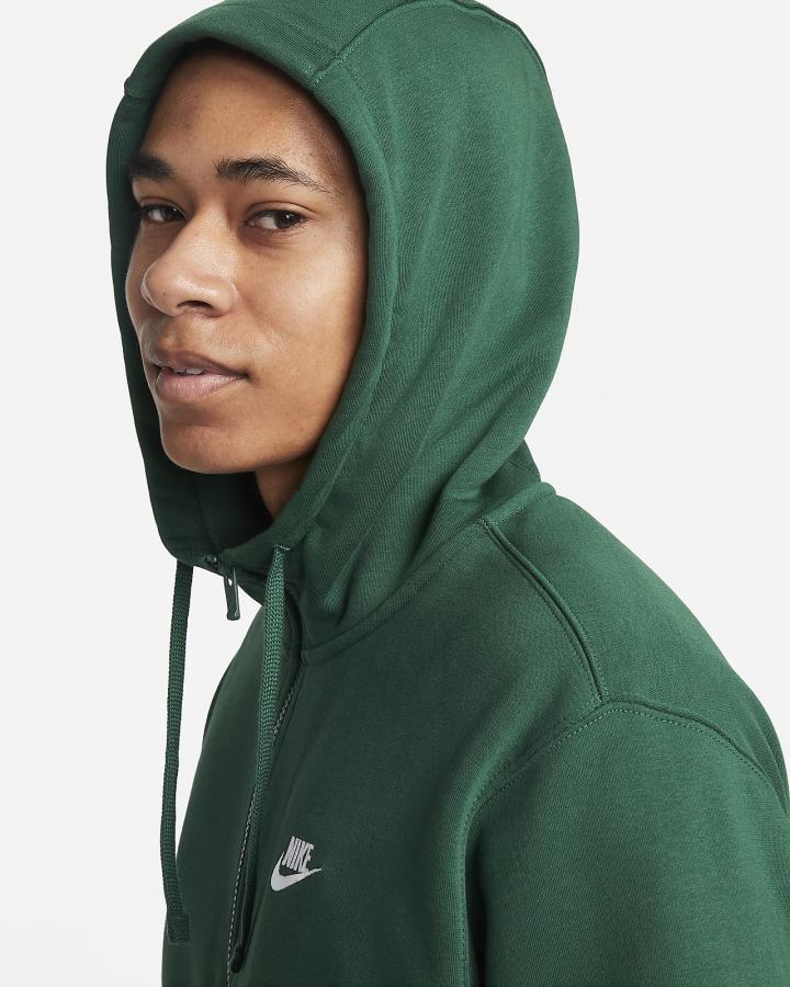 Sudadera Con Capucha Nike Sportswear Club Fleece Full-Zip Hombre Verde Blancas | LYPOM-7504