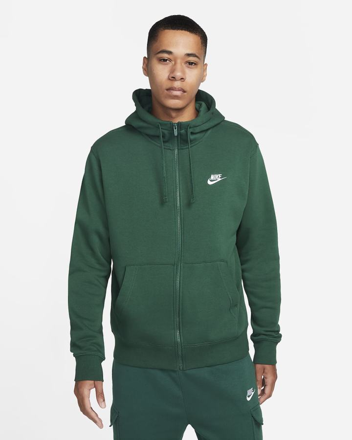 Sudadera Con Capucha Nike Sportswear Club Fleece Full-Zip Hombre Verde Blancas | LYPOM-7504