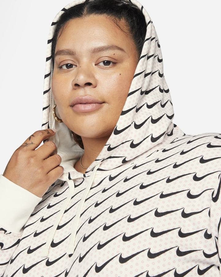 Sudadera Con Capucha Nike Sportswear Club Fleece Monogram (Plus Size) Mujer Blancas Negras | MOYBT-0631