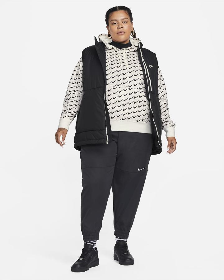 Sudadera Con Capucha Nike Sportswear Club Fleece Monogram (Plus Size) Mujer Blancas Negras | MOYBT-0631