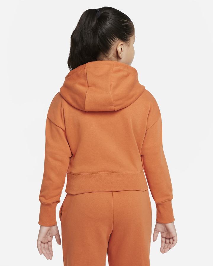 Sudadera Con Capucha Nike Sportswear Club Kids French Terry Cropped (Extended Size) Niña Marrones Blancas | NEJCL-9683