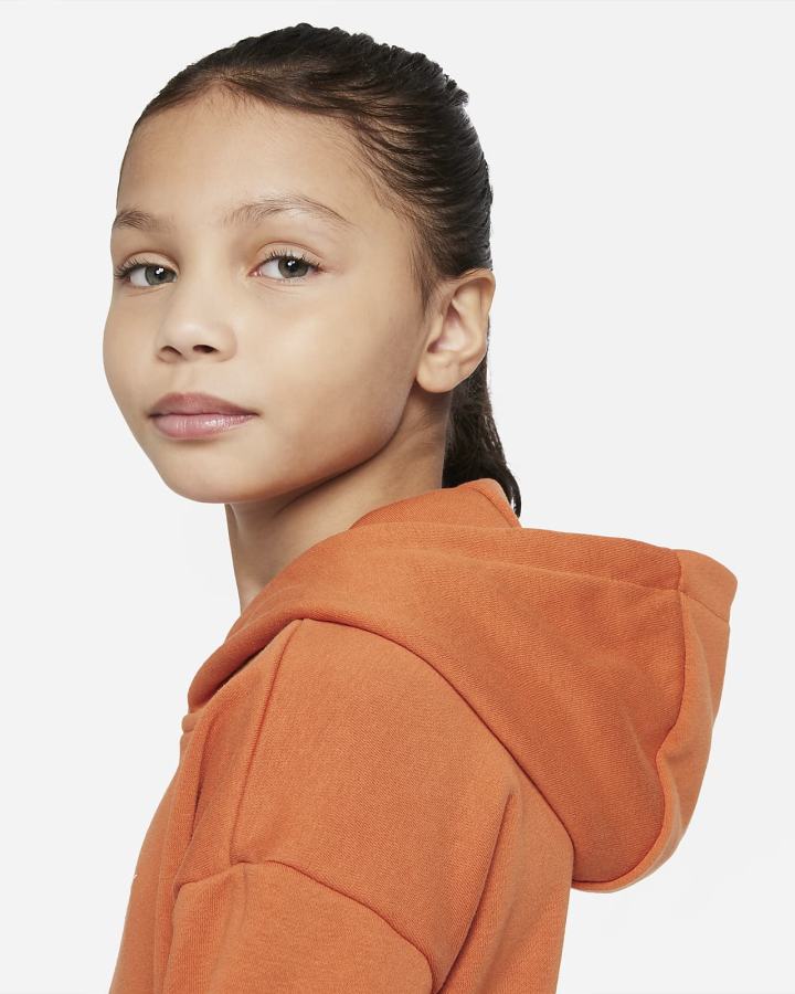 Sudadera Con Capucha Nike Sportswear Club Kids French Terry Cropped (Extended Size) Niña Marrones Blancas | NEJCL-9683