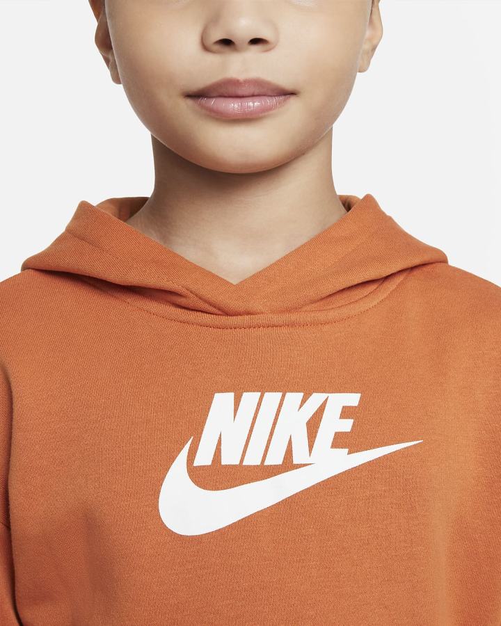 Sudadera Con Capucha Nike Sportswear Club Kids French Terry Cropped (Extended Size) Niña Marrones Blancas | NEJCL-9683