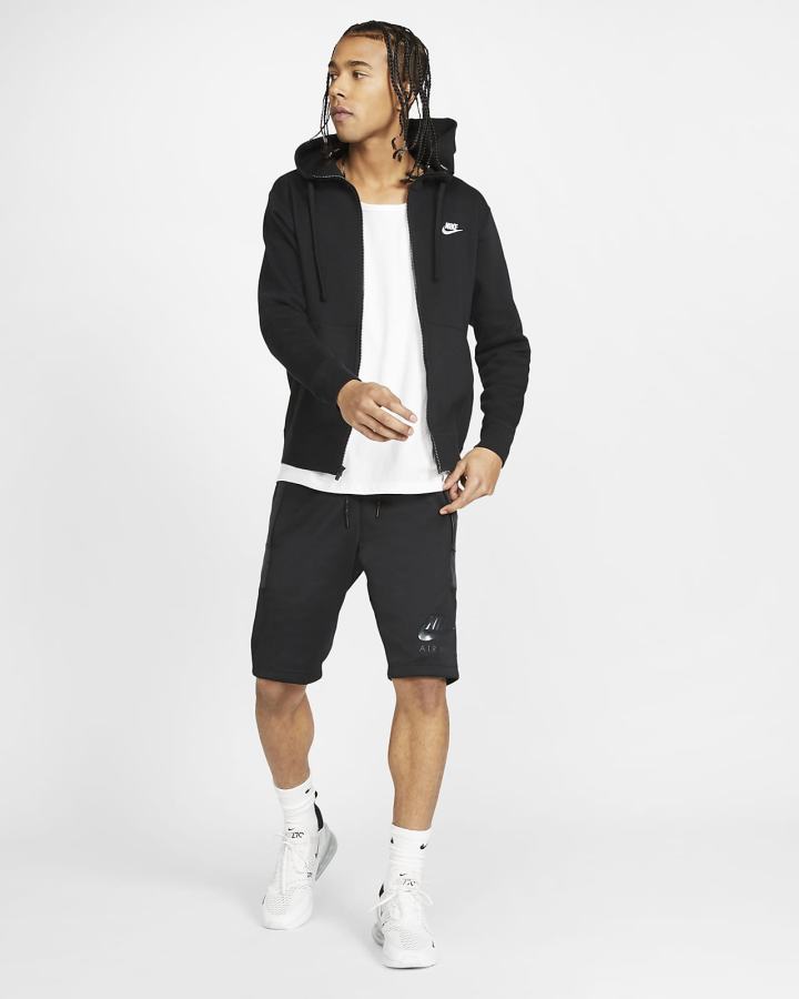 Sudadera Con Capucha Nike Sportswear Club Fleece Full-Zip Hombre Negras Blancas | NWIJC-3820