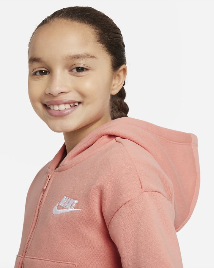 Sudadera Con Capucha Nike Sportswear Club Fleece Kids Full-Zip Niña Blancas | NWXDC-5328