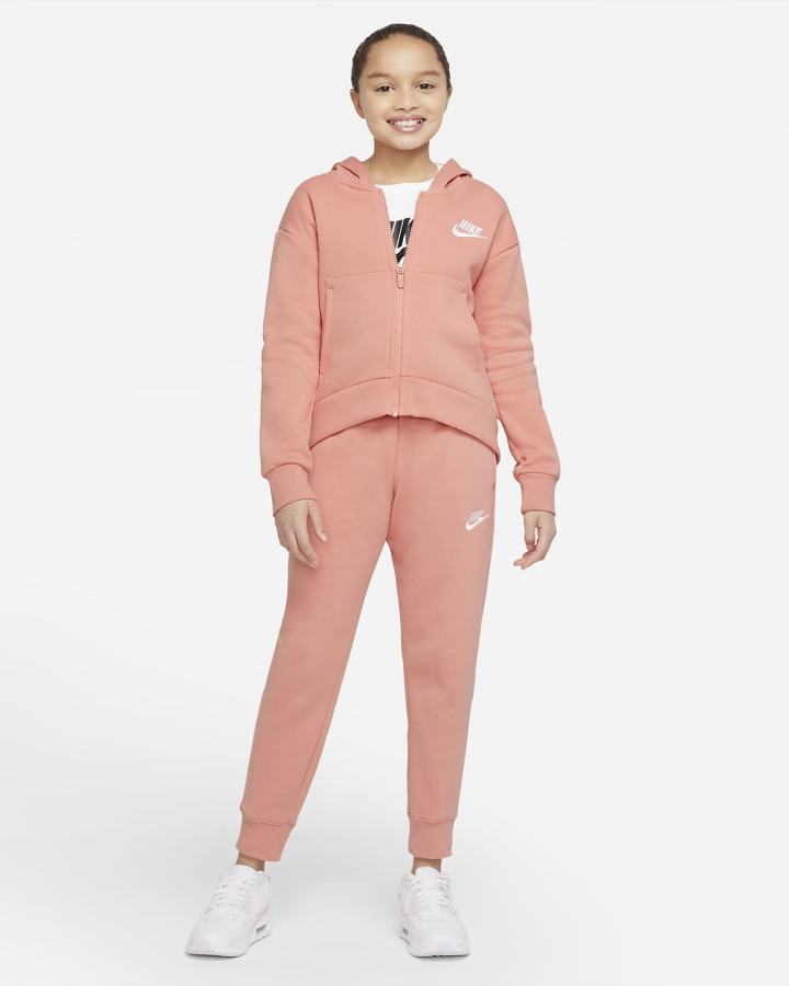 Sudadera Con Capucha Nike Sportswear Club Fleece Kids Full-Zip Niña Blancas | NWXDC-5328